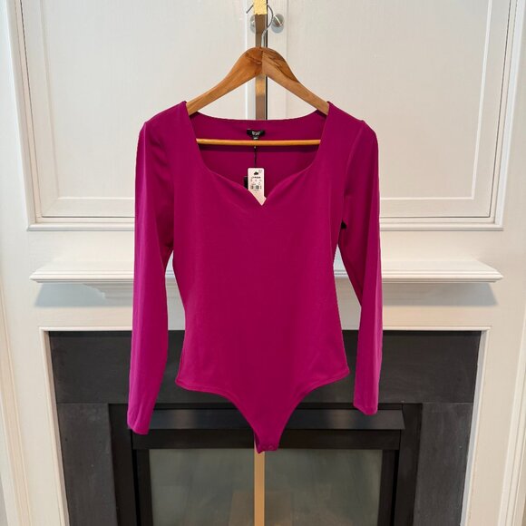 π Express Body Contour Long Sleeve Bodysuit β Fuchsia Pink, Size M (NWT) π - Picture 1 of 6